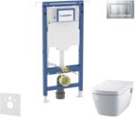 Geberit Duofix - Előfali szerelőkészlet, WC és ülőke Tece One, Sigma20 nyomógomb, Rimless, SoftClose, matt króm/króm SANI11CT2101 (SANI11CT2101)