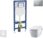 Geberit Duofix - Előfali szerelőkészlet, WC és ülőke Tece One, Sigma01 nyomógomb, Rimless, SoftClose, matt króm SANI11CT2100 (SANI11CT2100)