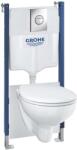 GROHE Solido - Szett fali WC + WC és ülőke softclose Bau Kerámia, perem nélküli, gombos Sail, króm 39415000 (39415000)