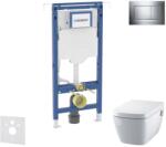 Geberit Duofix - Előfali szerelőkészlet, WC és ülőke Tece One, Sigma20 nyomógomb, Rimless, SoftClose, fényes króm/matt króm SANI11CT1102 (SANI11CT1102)