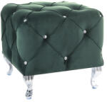SIGNAL MEBLE Hestia Elegance Kristály Bársony Puff Zöld Ezüst Lábakkal