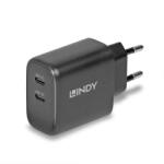 Lindy 73438 mobiltelefon töltő Univerzális Fekete Váltakozó áram Gyorstöltés Beltéri (73438) (73438)
