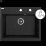 Laveo Tau, 1 rekeszes gránit mosogató 600x500x215 mm, fekete, LAV-SBT_B106 (LAV-SBT_B106)