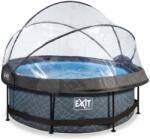 EXIT Toys Medence búrával és szivattyúval Stone pool Exit Toys kerek acél medencekeret 244*76 cm szürke 6 évtől (ET30320800)