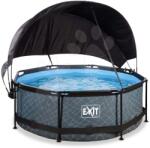 EXIT Toys Medence napellenzővel és szivattyúval Stone pool Exit Toys kerek acél medencekeret 244*76 cm szürke 6 évtől (ET30350800)