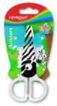 Keyroad iskolai olló, 12 cm, bliszteres, zebra motívum, fehér-fekete