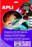 Apli Etikett, CD/DVD, A4, teljes lefedettségű, matt, APLI "Mega", 25lap/cs (10808/10601)
