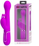 Pretty Love Vibrator Iepuras Dejon, 7 Moduri Vibratii, 4 Moduri Impingere si Rotatii, Silicon, USB Magnetic, Mov, 22.6 cm Vibrator
