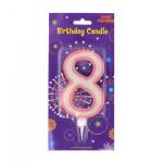 Eurowrap Óriási rózsaszín születésnapi gyertya 8-as szám (GDEWLUMBIG8)