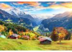  Vászonfestmény Mesés őszi kilátás a festői alpesi Wengen faluról, 80x50cm, tabloucanvas755, Többszínű (tabloucanvas755/50x80cm)