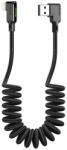 Mcdodo CA-7300 USB-A Apa 90° - Lightning Apa 90° 2.0 Spirálos Adat és Töltő Kábel - 1.8 m, Fekete
