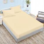 Pucioasa Husa de pat cu 2 fete perna din damasc policoton crem pentru saltele 160x200 și 180x200