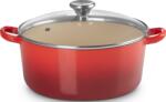 Le Creuset Tavă pentru gătit și copt Tradition Collection 22 cm vișinie cu capac de sticlă (27001220602461)