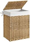 SONGMICS Szennyeskosár, 90 literes, szintetikus nádszövet, mosodai kosár fedéllel és fogantyúval (LCB51NL)