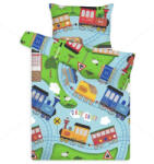  Gyermek paplan, párna garnitúra, Vonatos (90×140 cm 40×50 cm)