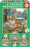 Educa - Puzzle 4v1 puzzle-uri progresive Bunny City - 1 - 39 piese Puzzle