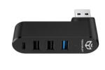 Techsuit - Dokkoló Állomás ElosztóNode 4 az 1-ben (H17) - USB-ről 3x USB, 1x Type-C, 480 Mbps, ABS - Fekete