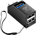 Techsuit - Mini dokkoló állomás EchoLink 3 az 1-ben (H10) - Type-C csatlakozó 2x USB 2.0, 1x USB 3.0 - Fekete