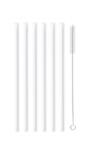 Vialli Design üveg szívószál, fehér, egyenes, 200 mm, 6 darab + tisztítókefe (26612)