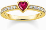 Thomas Sabo TR2448-995-10-56 Gold-plated solitaire ring w. red stone + zirconia , női