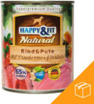 Happy&Fit Natural Konzerv Kutyáknak (Marha, Pulyka, Áfonya és Sáfrányolaj) - 6x800 g