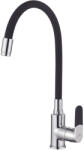 INVENA JOGA egykaros álló konyhai mosogató csaptelep, álló, flexibilis hajlítható kifolyócsővel, fekete-króm színű, BZ-32-L04-C