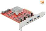 Delock PCI Express x4 kártya SuperSpeed USB 10 Gbps sebességgel, 2 x A-típusú USB-vel és 2 x USB Typ (89041) - pepita