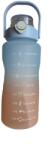  Hordozható műanyag/tritán motivációs kulacs szívószállal és időjelzővel, 2l, edzőterembe, parkba, iskolába, utazáshoz, kék/narancssárga (sid84)