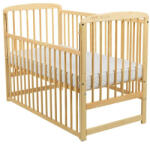 BabyNeeds - Patut din lemn Ola 120x60 cm, Cu laterala culisanta, Din lemn de pin, Stabil si rezistent, Inaltime saltea reglabila (BOOLA03NT)
