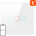 Avatto 6314248 Ts02-eu-w3 Érintős Wifi Világításkapcsoló Hármas Tuya (fehér) (TS02-EU-W3)