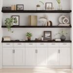 Bútor-market Sötétbarna kezelt tömör tölgyfa fali polc 200 x 40 x (2-6) cm