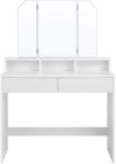 VASBÚTOR Fésülködőasztal tükörrel, modern stílusú sminkasztal, fehér