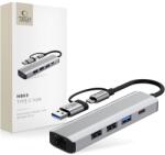 Tech-Protect HB03 Hub Átalakító 5IN1 Type-c USB2.0 USB3.0 RJ45 (USB-A / TYPE-C / ETHERNET RJ45)