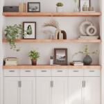 Bútor-market Világosbarna kezelt tömör tölgyfa fali polc 180 x 40 x (2-6) cm