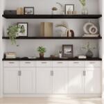 Bútor-market Sötétbarna kezelt tömör tölgyfa fali polc 200 x 50 x (2-4) cm