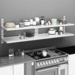 Bútor-market 2 db kétszintes rozsdamentes acél fali polc 200 x 30 cm