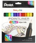 Pentel Tűfilc készlet, 0, 4 mm, PENTEL "Pointliner", 12 különböző szín (PENS4012) - kecskemetirodaszer