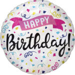 Amscan Balon din folie - Happy Birthday confetti holografic