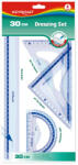 Keyroad Vonalzókészlet, 30 cm, vonalzó, szögmérő, 45° és 60° háromszög vonalzók 4 db/bliszter Keyroad (KR971429)