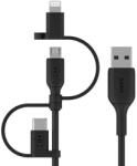 Belkin BoostCharge USB-A - USB-C/Micro-USB/Lightning kábel fekete (CAC001bt1MBK) (CAC001bt1MBK) (BEL-0220)