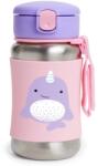 Skip Hop Zoo Straw Bottle rozsdamentes kulacs szívószállal Narval 12 m+ 350 ml