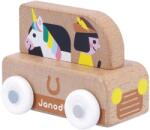 Janod Mașinuță de lemn Janod Cross Roads - Microbuz cu unicorn (J05926)