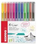 Kores Tűfilc készlet, 0, 4 mm, KORES "K-Liner", 12 különböző szín (28112)