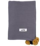 Malomi Kids Szürke muszlin pólya Pompon 100 x 140 cm (MK-5901423300317)