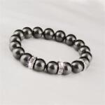  Karkötő, fekete SWAROVSKI® gyöngyből, fehér rondella kristállyal, 10mm, ART CRYSTELLA® M (1831XGY071M)