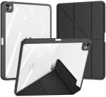 Apple iPad Pro 13 (2024), mappa tok, Apple Pencil tartóval, levehető előlap, Origami Smart Case, Dux Ducis Magi, átlátszó/fekete