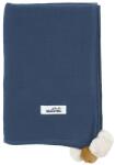 Malomi Kids Sötétkék muszlin pólya Pompon 100 x 140 cm (MK-5901423303493)