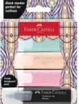 Faber-Castell Szövegkiemelő készlet, FABER-CASTELL "Glassy", 3 különböző pasztell szín + fekete (TFC254694) - tintasziget