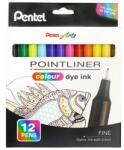 Pentel Tűfilc készlet, 0, 4 mm, PENTEL "Pointliner", 12 különböző szín (PENS4012) - tintasziget