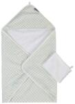 CHILDHOME Prosop cu gluga si manusa de baie Childhome 80x80 cm Jerse Muselina Verde (CH-CCBCJVF)